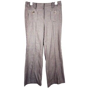 Talbots Boot Leg Pants Charming Plaid Wool Blend Houndstooth Womens 6P Brown